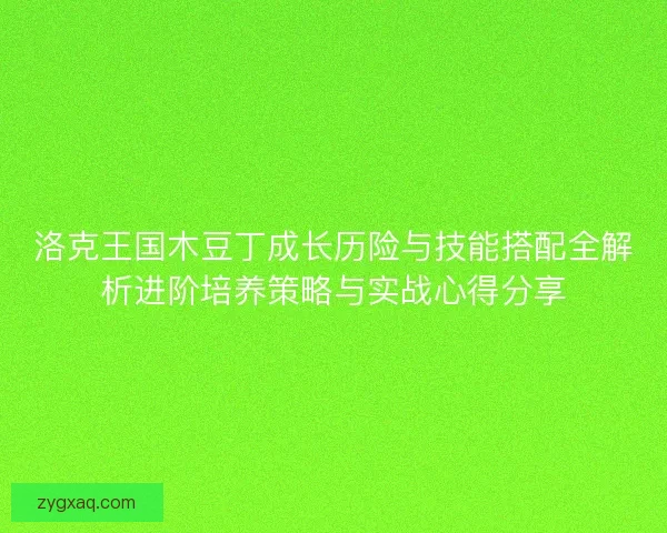洛克王国木豆丁成长历险与技能搭配全解析进阶培养策略与实战心得分享