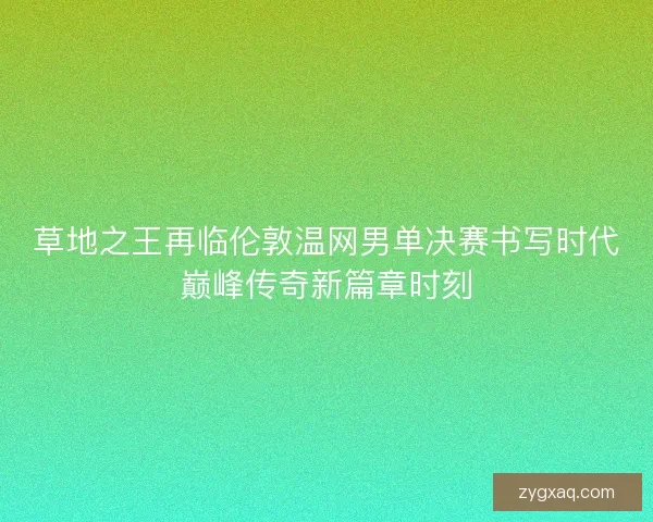 草地之王再临伦敦温网男单决赛书写时代巅峰传奇新篇章时刻 草地之王再临伦敦温网男单决赛书写时代巅峰传奇新篇章时刻