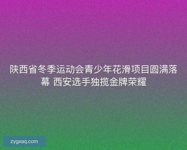 陕西省冬季运动会青少年花滑项目圆满落幕 西安选手独揽金牌荣耀 陕西省冬季运动会青少年花滑项目圆满落幕 西安选手独揽金牌荣耀