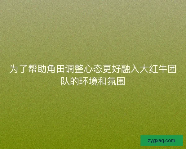 为了帮助角田调整心态更好融入大红牛团队的环境和氛围
